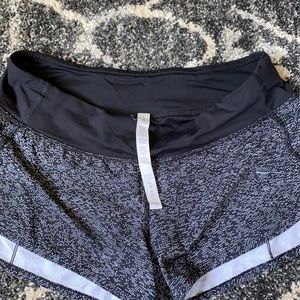 White and black spotted lulu lemon shorts size 6